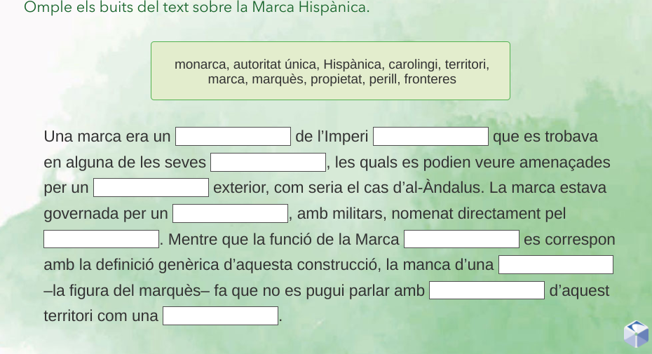 omple els buits del text sobre la marca Hispanica